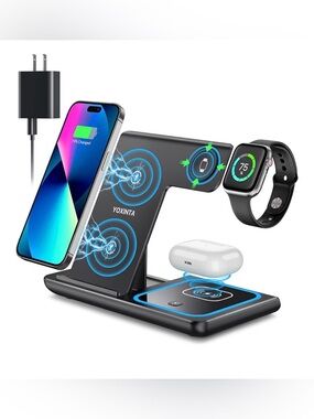 Yoxinta 3-in-1 Wireless Charging Stand - Black